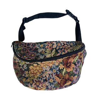 Vintage Floral Tapestry Bum Bag Fanny Pack Cottagecore Fairycore Purple Orange